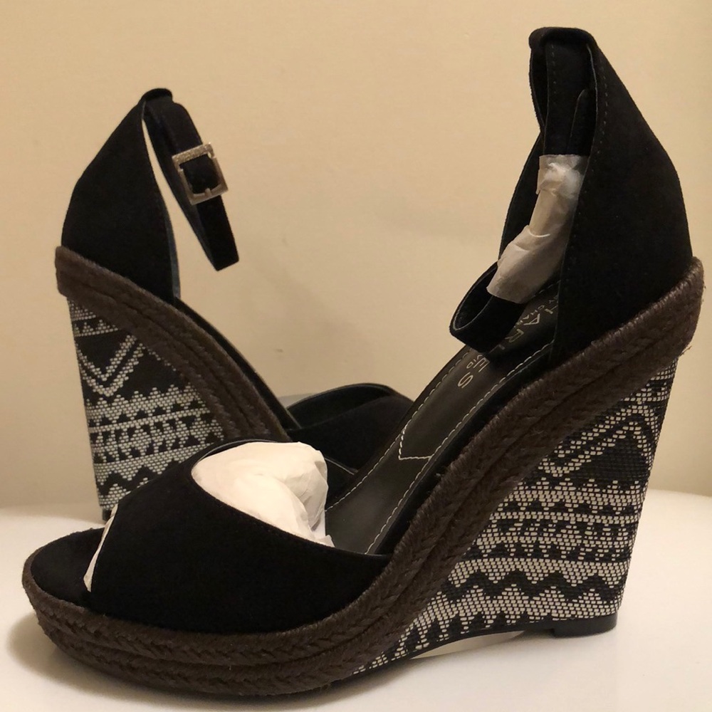 Black Microsuede Wedges